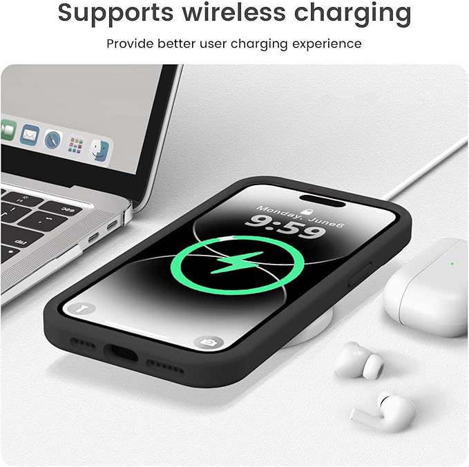 Vooii Compatible with iPhone 14 Pro Case, Liquid Silicone Upgrade [Camera Protection] [Soft Anti-Scratch Microfiber Lining] Shockproof Phone Case for iPhone 14 Pro 6.1 inch - Black