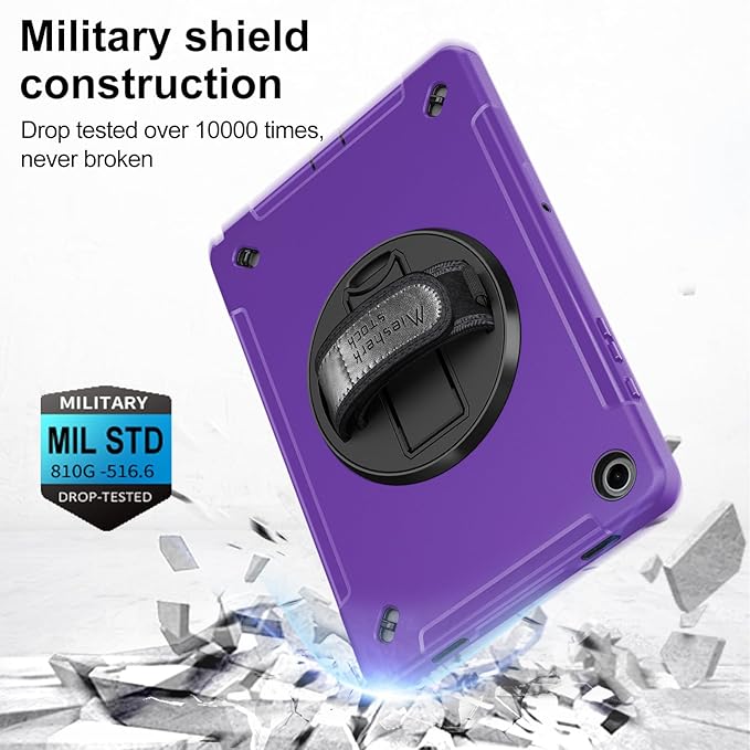 Case for Galaxy Tab A9 Plus 5G 2023: Heavy Duty TPU Cover for Samsung Tablet A9+ 11 Inch with Screen Protector- Stand - Handle - Shoulder Strap -S-Pen Holder- Purple