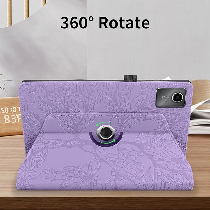Rotating Case for Lenovo Tab M11 / Tab K11 LTE 11 Inch 2024 (TB330FU) PU Leather 360° Degree Rotation Multi-Angle Cover Lightweight swiveling Flip Stand with Pen Holder-Purple