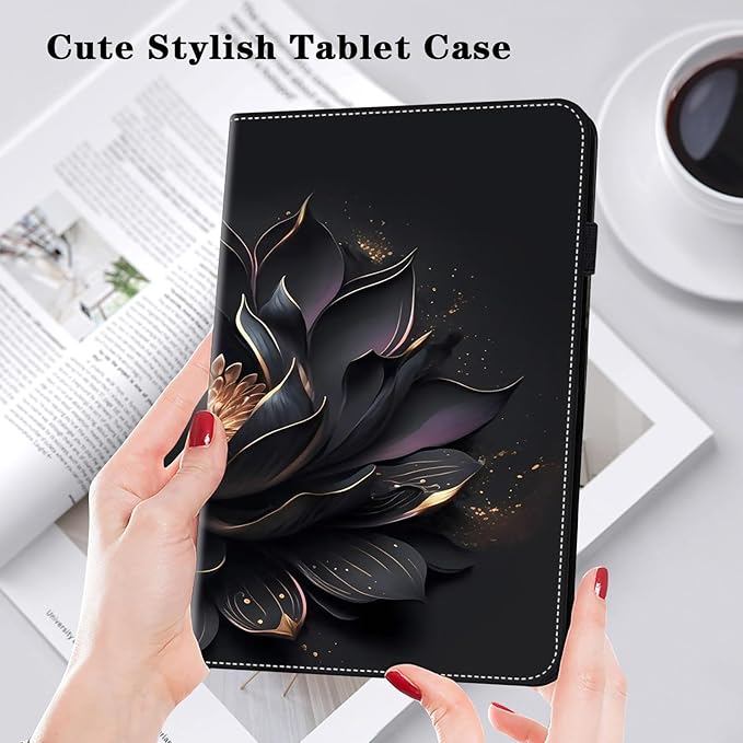 Case for Lenovo Tab M10 Plus 3rd Gen Case 10.6 Inch 2022,Cute PU Leather Kickstand Flip Cover with Card Solts Elastic Loop Band for Lenovo Tab M10 Plus 3rd Gen - Purple Lotus