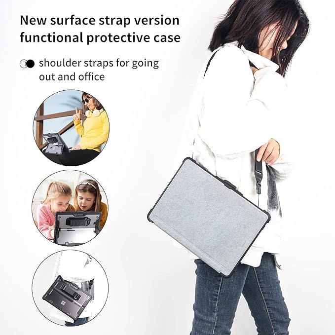 AOAO for Microsoft Surface Pro 7/6/5/4 Case with Shoulder Strap, Hand Strap, Stylus Pen Holder, Rugged, Shock-Absorbing and Drop-Resistant(12.3inch)