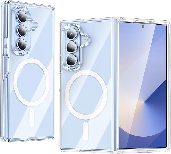 Oterkin Magnetic for Samsung Galaxy Z Fold 7 Case, [Compatible with MagSafe] Transparent Non-Slip Shockproof Bumper Protective Phone Case for Z Fold 7, Clear