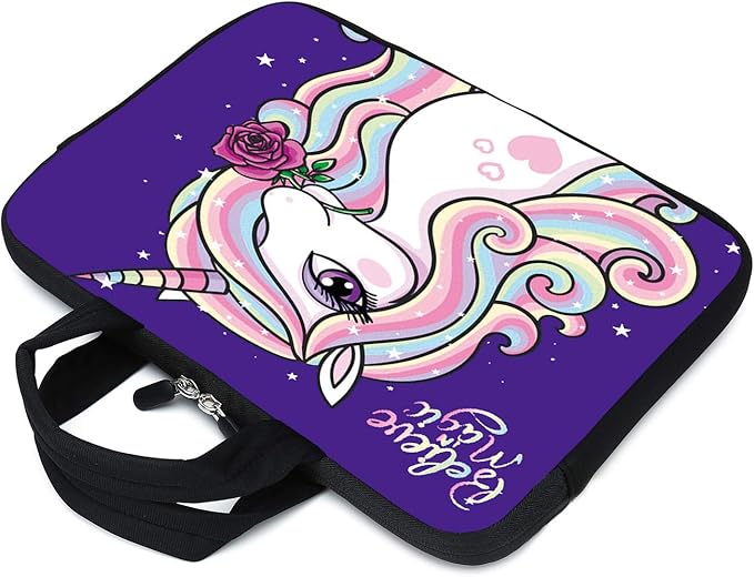 Laptop Sleeve Case 11.6" 12.1 Inch Neoprene Laptop Sleeve/Notebook Computer Pocket Case/Chromebook Case/Tablet Briefcase Carrying Bag Compatible For Men， Women ，boys， girls (cute unicorn)