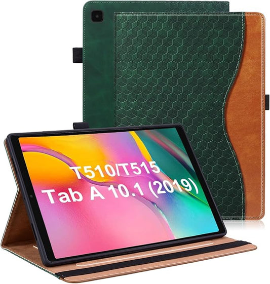Case for Samsung Galaxy Tab A 10.1 2019 (SM-T510/T515/T517) PU Leather Multi-Angle Viewing Stand with Card Pocket Tablet Cover for 10.1 Inch Tablet Android 2019,Retro Green