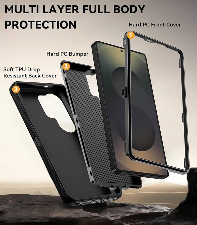 for Samsung Galaxy S25 Ultra Case, Full Body Rugged Military Drop Protection Bumper Heavy Duty Shockproof Anti-Scratch Protective Cover Phone Case for Galaxy S25 Ultra 5G (Black)