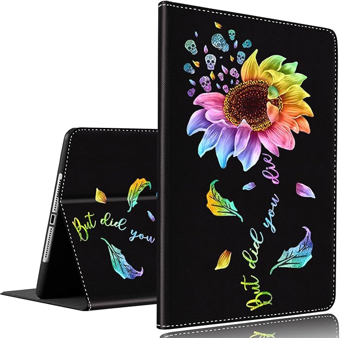 Samsung Galaxy Tab A9 Plus 11 inch Case 2023，Slim Fit Foldable Standing Cover Case with Auto Sleep/Wake for Galaxy Tab A9+ 11’2023 Model (SM-X210/X216/X218)，Colourful Sunflower Skull