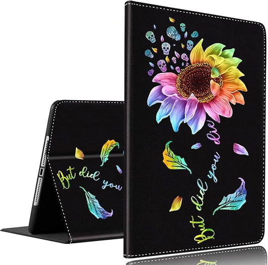 Samsung Galaxy Tab A9 Plus 11 inch Case 2023，Slim Fit Foldable Standing Cover Case with Auto Sleep/Wake for Galaxy Tab A9+ 11’2023 Model (SM-X210/X216/X218)，Colourful Sunflower Skull