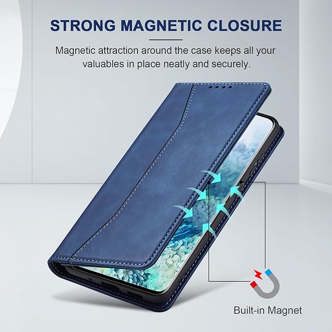 Jasonyu Flip Wallet Case for Samsung Galaxy S20 5G [5.97 x 2.72in],Leather Magnetic Folio Cover with Card Holder,Kickstand - TPU Shockproof Durable Protective Phone Case,Blue