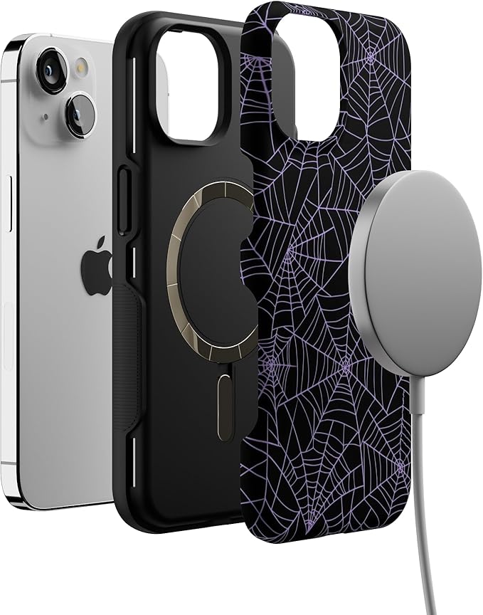 Casely iPhone 14 Case | Midnight Web | Spider Web | Compatible with MagSafe | Bold Protective Design
