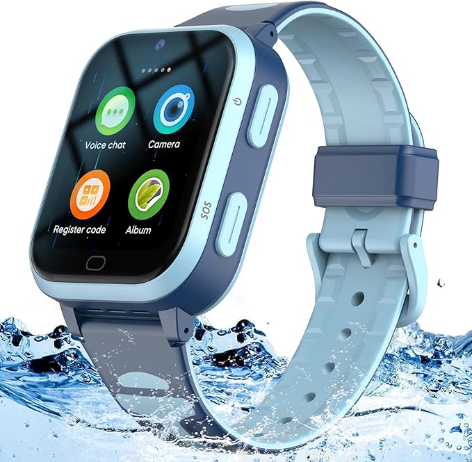 4G GPS Smart Watch for Kids Whatsapp Line Video Phone Call and Text Voice Chat SOS Alarm Message Anti-Lost Real-time Tracker Pedometer Silent Mode Camera TikTok Facebook Global Version Age 3-15 Gift