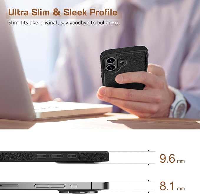 LOHASIC Leather for iPhone 17 Case, Slim Business PU Men Women Luxury Elegant Style Soft Non-Slip Grip Anti-Scratch Protective Phone Case Cover for iPhone 17 6.3" 2025 - Black