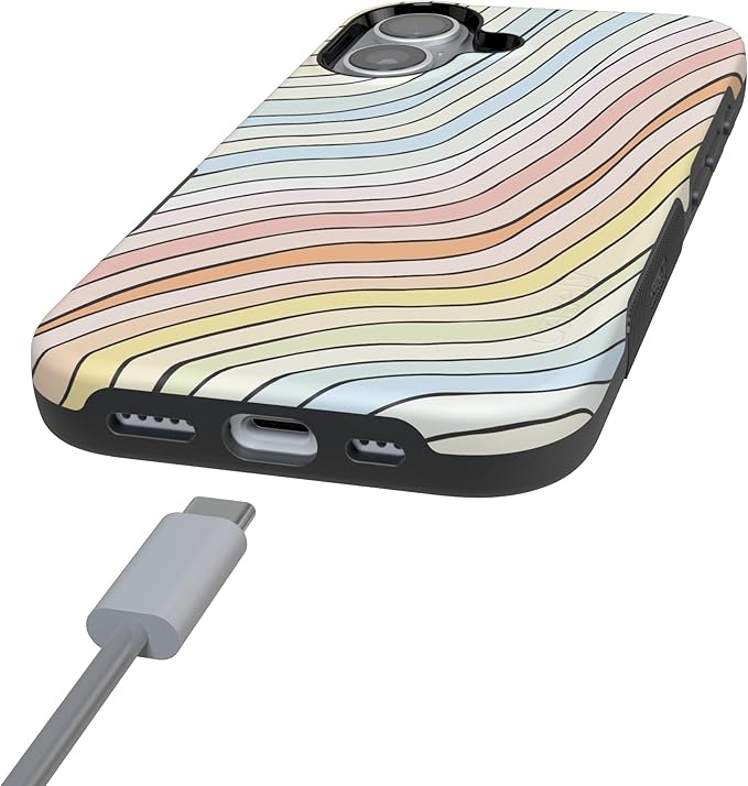 Casely iPhone 17 Case | Ride The Wave | Pastel Rainbow Lined | Compatible with MagSafe | Bold Protective Design