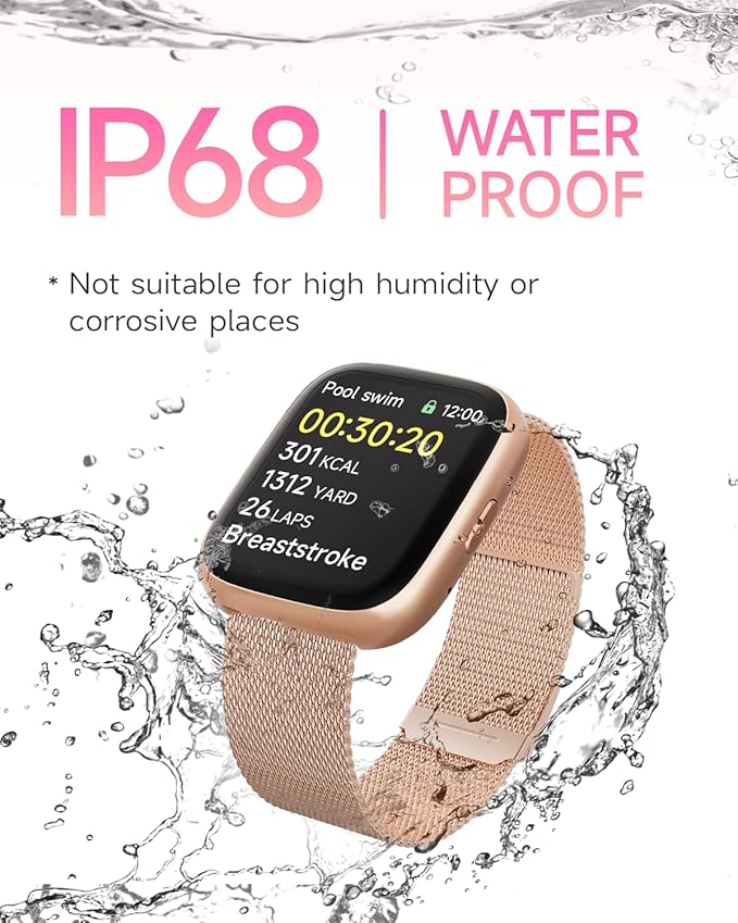 Smart Watch for Women, No Phone No APP Needed,1.83" Fitness Tracker Watch with Heart Rate/Step Tracker/Pedometer/Sleep, IP68 Waterproof Metal Smartwatch Calls Compatible iOS Android