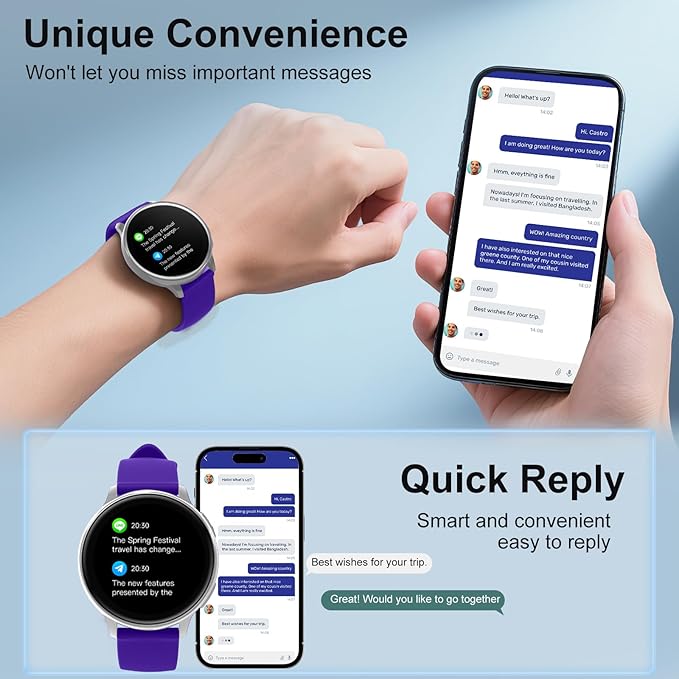 Smart Watch for Men Women Fitness Tracker with 100+ Sport Modes,Activity Trackers for iOS/Android Waterproof/Heart Rate/Sleep/Steps Monitor/Pedometer Monitor Monitor (Silver+Purple)