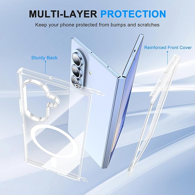 Oterkin Magnetic for Samsung Galaxy Z Fold 7 Case, [Compatible with MagSafe] Transparent Non-Slip Shockproof Bumper Protective Phone Case for Z Fold 7, Clear