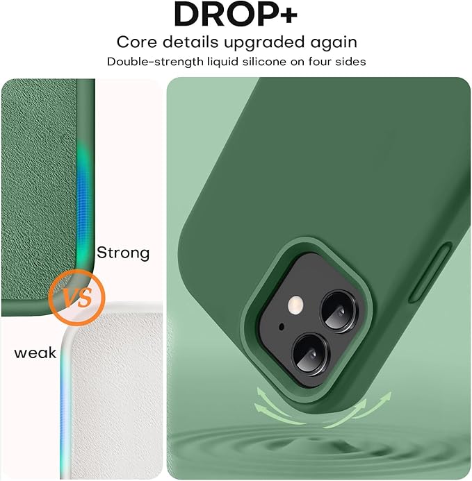 Vooii Compatible with iPhone 12 Case/iPhone 12 Pro Case, Liquid Silicone Upgrade [Soft Anti-Scratch Microfiber Lining] [Shockproof Drop Protection] Phone Case 6.1 inch - Green