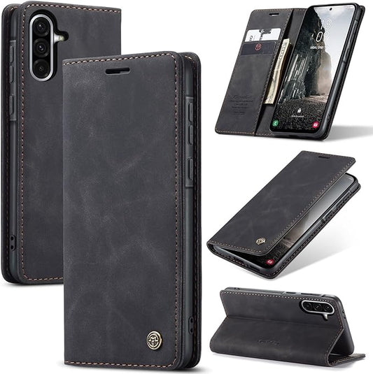 for Samsung Galaxy A36 Case, Flip Wallet Leather Case with Card Holder Magnetic Closure Shockproof Kickstand Protective Phone Cases Cover for Galaxy A36, Black