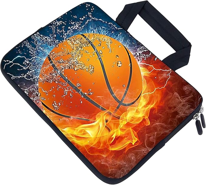 Laptop Sleeve Case 11.6" 12.1 Inch Neoprene Laptop Sleeve/Notebook Computer Pocket Case/Chromebook Case/Tablet Briefcase Carrying Bag Compatible For Men， Women ，boys， girls (Fire basketball)