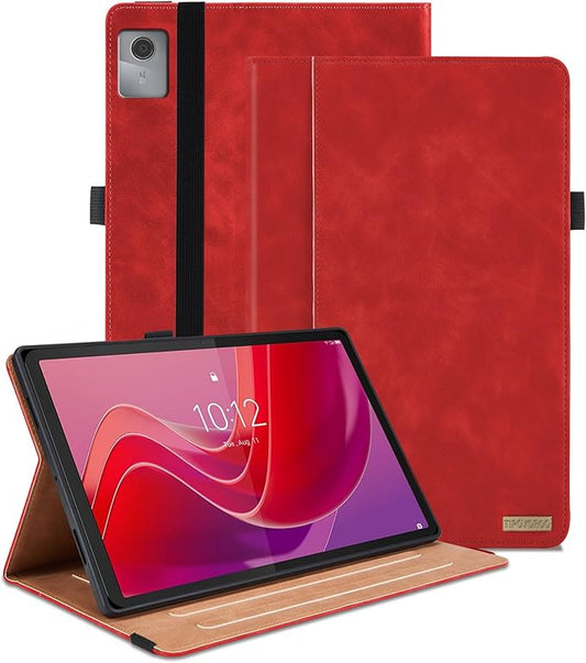 Case for Lenovo Tab M11 / Tab K11 LTE 11 Inch (TB330FU) 2024 Released, Multi-Angle Viewing Smart Cover with Pocket, Business PU Leather Flip Stand Cover with Card Slot for Lenovo Tab M11-Red