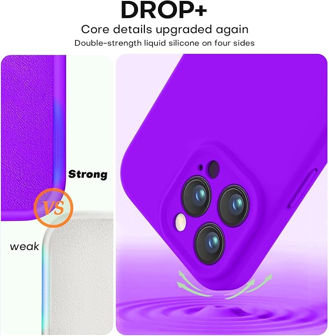 Vooii Compatible with iPhone 14 Pro Case, Liquid Silicone Upgrade [Camera Protection] [Soft Anti-Scratch Microfiber Lining] Shockproof Phone Case for iPhone 14 Pro 6.1 inch - Neon Purple