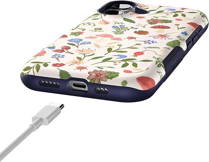 Casely iPhone 17 Case | Garden Party | Mushroom Floral | Bold Protective Design | Compatible with MagSafe