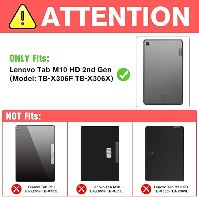 Case for Lenovo Tab M10 HD 2nd Gen 10.1 Inch 2020 Case TB-X306F / TB-X306X PU Leather Folio Stand Cover with Pen Holder Card Pocket for Lenovo Tab M10 HD 2nd Gen– Turquoise