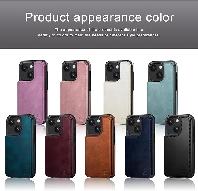 DJDUCK Designed for iPhone 14 Case Wallet with Card Holder, [Magnetic Clasp Cover] [RFID Blocking Leather Protection] Shockproof Women Men Cases 6.1 Inch for Apple 14 Light Brown