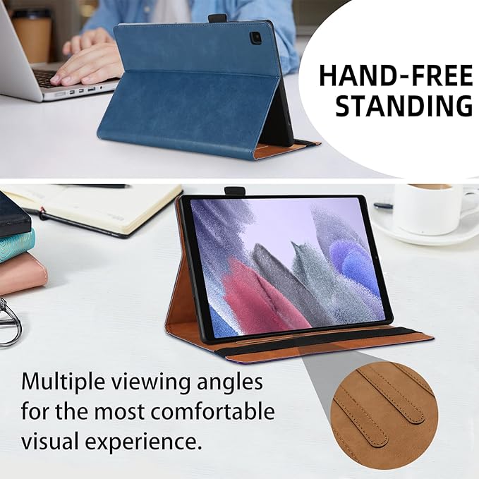 Case for Samsung Galaxy Tab A7 Lite 8.7 inch 2021 Case SM-T220 / T225 Bussiness Premium PU Leather Folio Stand Cover Flip Shell with Card Slot for Galaxy Tab A7 Lite 8.7'' Tablet -Navy Blue