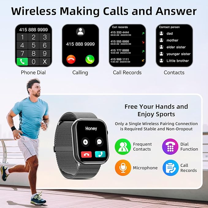 Hwagol Smart Watch (Answer/Make Call) 1.85inch Fitness Tracker, DIY Dials/Pedometer/Calories/Multiple Sport Modes/Voice Assistant, Smart Watches for Men Women Android iOS Phones