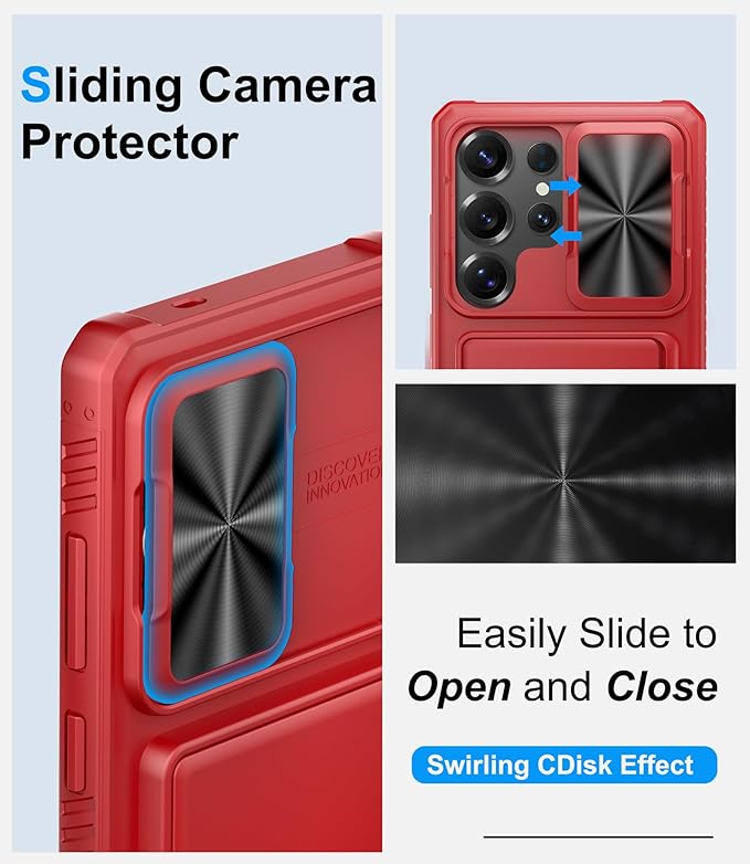 for Samsung Galaxy S25 Ultra Case Wallet, Card Holder (4-5 Cards), RFID Block, Slide Camera Cover & Military Grade Drop Proof, Heavy Duty Men Women Phone Cases for Samsung Galaxy S25 Ultra, Red