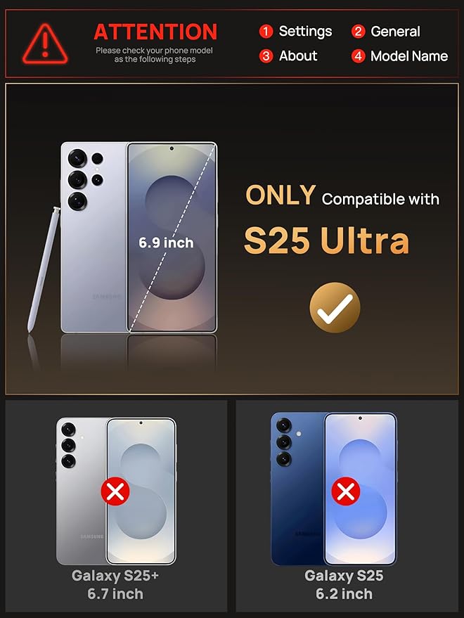 Vihibii for Samsung Galaxy S25 Ultra Case with Card Holder (4 Cards), Built-in 2X Tempered Glass Screen Protector, Slide Lens Cover, Rugged & Shockproof Wallet Case for S25 Ultra 6.9" 5G, Dark Purple