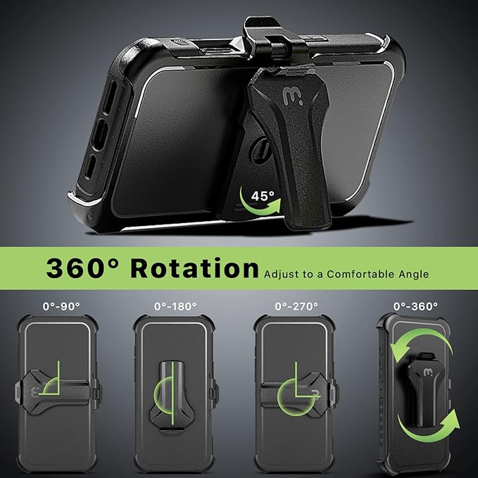 M MYBAT PRO for iPhone 16 Pro Max Case,Maverick Series Case with Belt Clip Holster,[Compatible with Magsafe] w/Screen Protector,Anti-Drop,Shockproof,w 360°Rotating Kickstand,Heavy Duty Protection