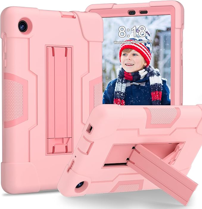 Bingcok Case for TCL Tab 8 LE & WiFi - Heavy Duty Rugged Full-Body Hybrid Shockproof Drop Protection Cover (3-Pink)