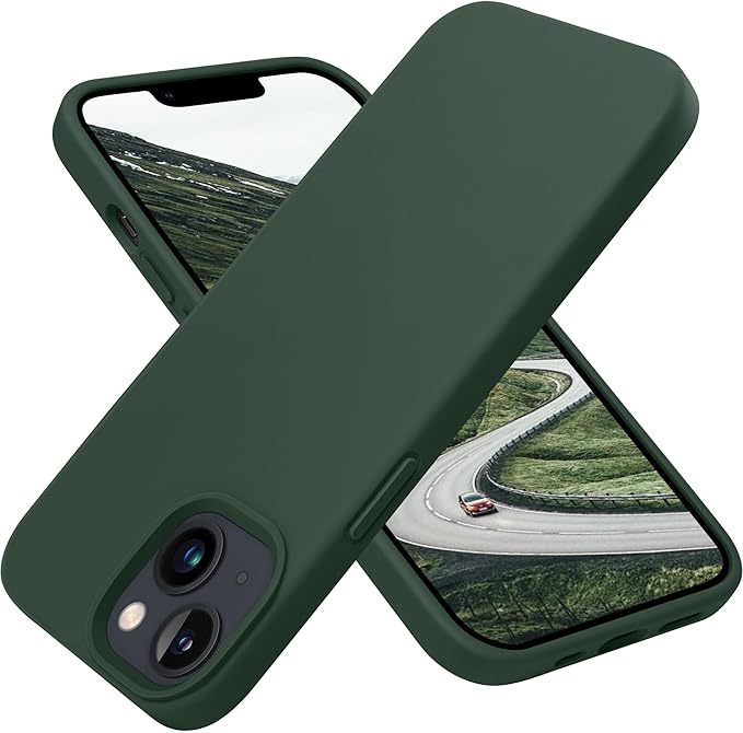 OTOFLY iPhone 13/14 Case [MagSafe Compatible] Full-Body Silicone Shockproof Slim Thin Phone Case for iPhone 13 & 14 6.1 inch (Forest Green)