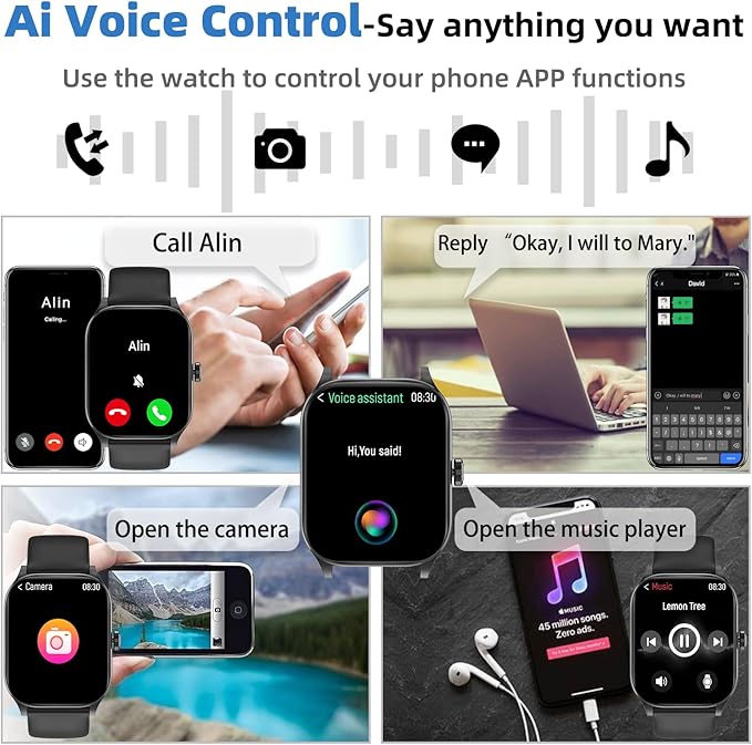 Smart Watch (Answer/Make Call), 2.01" Smartwatch for Android Phones and iPhone with Heart Rate,Sleep Monitor,Pedometer, 100+Sports Fitness Watch, IP68 Waterproof Fitness Tracker for Men Women