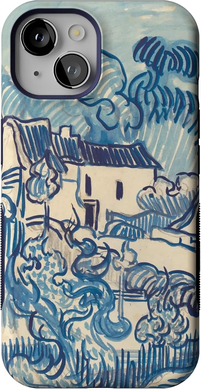 Casely iPhone 14 Case | Van Gogh | Landscape with Houses Phone | Compatible with MagSafe | Bold Protective Design