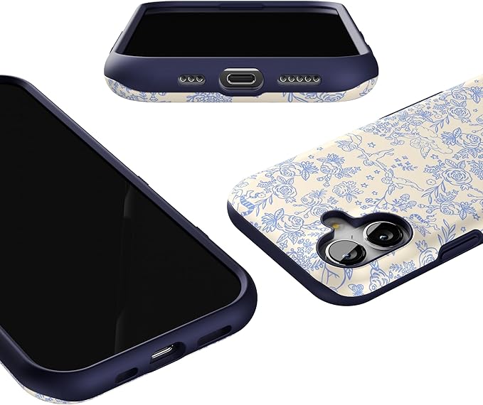 Casely iPhone 17 Case | Cupid's Canvas | Periwinkle Floral | Bold Protective Design | Compatible with MagSafe