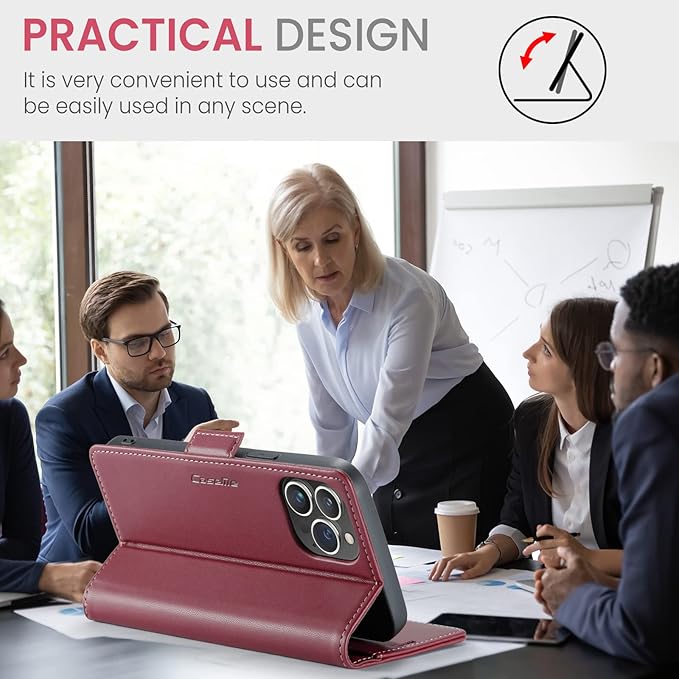 SINIANL Compatible with iPhone 15 Pro Wallet Case with RFID Blocking, for iPhone 15 Pro Case Wallet for Women Men Card Holder Magnetic Clasp Kickstand Leather Book Folio Case for iPhone 15 Pro Red