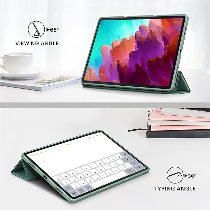 Case for Lenovo Tab P12 12.7 Inch 2023 Tablet, Smart Soft TPU Back Shell Cover with Auto Wake/Sleep Function,Green