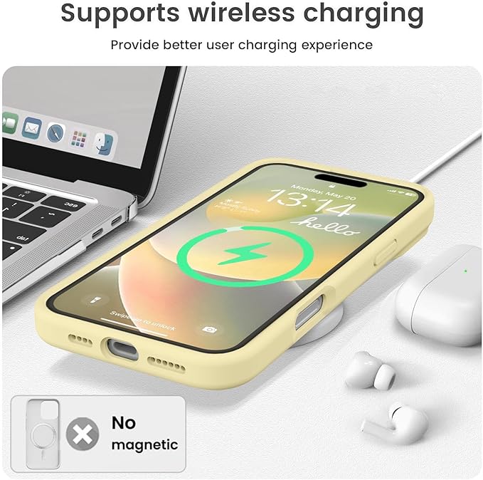 Vooii Compatible with iPhone 16 Pro Max Case, Liquid Silicone Upgrade [Camera Protection] [Soft Anti-Scratch Microfiber Lining] Shockproof Phone Case for iPhone 16 Pro Max 6.9 inch - Creamy Yellow