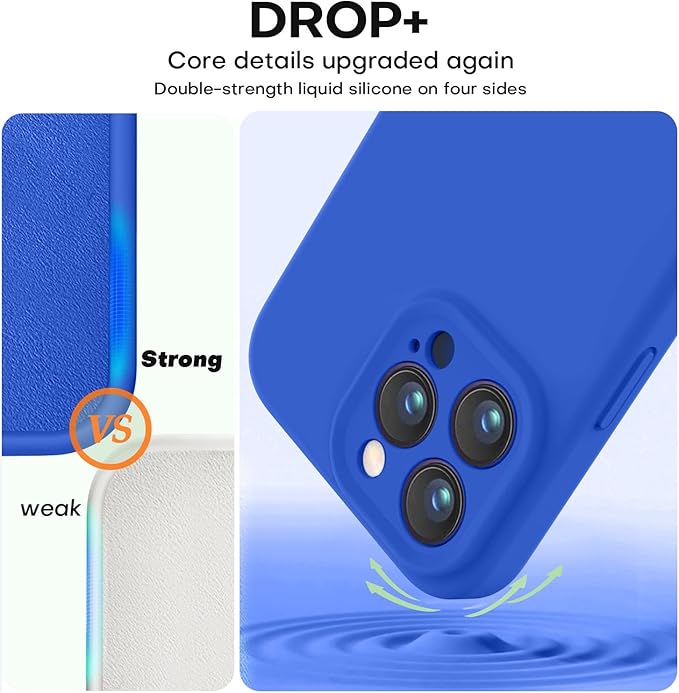Vooii Compatible with iPhone 14 Pro Case, Liquid Silicone Upgrade [Camera Protection] [Soft Anti-Scratch Microfiber Lining] Shockproof Phone Case for iPhone 14 Pro 6.1 inch - Klein Blue