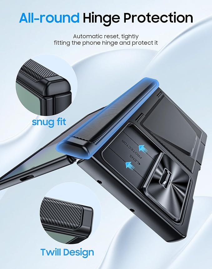 for Samsung Galaxy Z Fold 7 Case with Card Holder RFID Blocking, Built in Slide Lens Cover & Hinge Protection & Screen Protector, Shockproof Wallet Case for Z Fold 7 (Black)