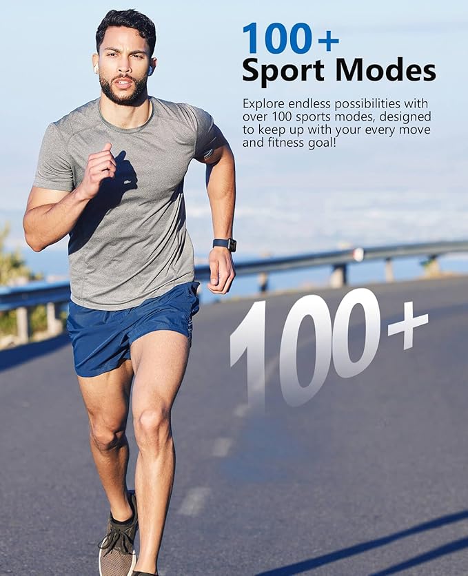 Smart Watch for Men with Bluetooth Call, 1.72" Super Retina HD Display with Sleep, 24/7 Heart Rate HRV Spo2 Monitor, Waterproof Square Fitness Tracker, 135 Sport Modes, Smartwatch for Android iPhone