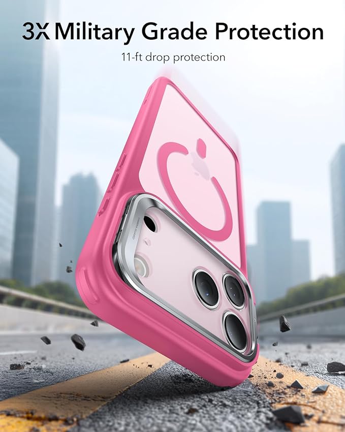 ESR for iPhone 17 Pro Max Case with Stand, Camera Control Cover Compatible with MagSafe, Military-Grade Drop Protection Magnetic Phone Case, Scratch-Resistant Back Cover,Frosted Pink