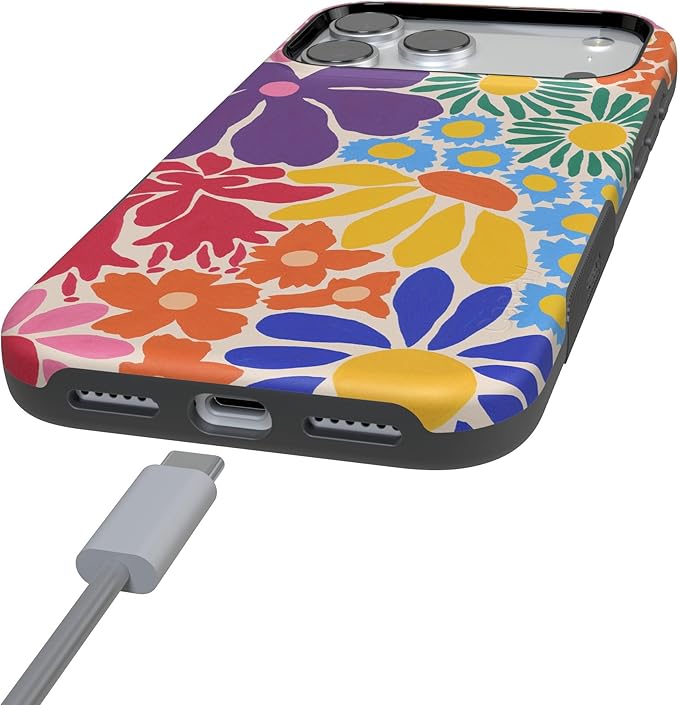 Casely iPhone 17 Pro Case | Flower Patch | Multi-Color Floral | Compatible with MagSafe | Bold Protective Design