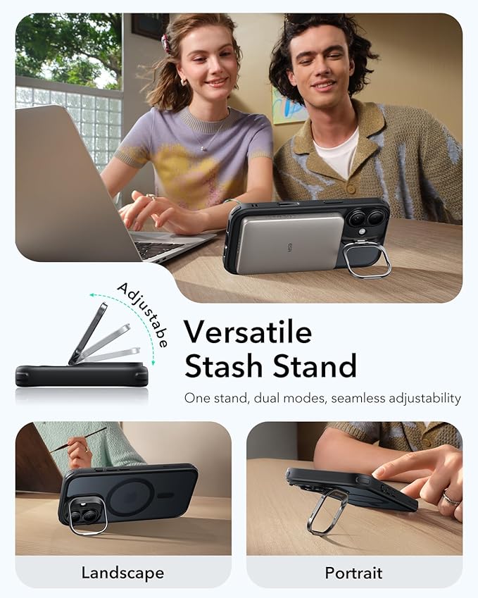 ESR for iPhone 17 Case with Stand, Camera Control Cover Compatible with MagSafe, Military-Grade Drop Protection Magnetic Phone Case for iPhone 17, Scratch-Resistant Back Cover,Frosted Black