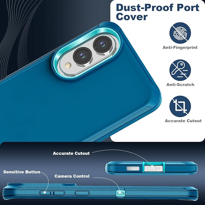 Designed for Samsung Galaxy S25 Edge Case [with Privacy Screen Protector] 3-Layer Full Body Protection Rugged Shockproof Heavy Duty Phone Case Cover, Turquoise