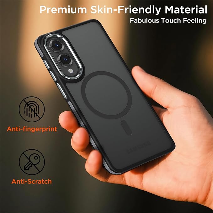 Case for Samsung Galaxy S25 Edge, Matte Translucent Magnetic Cover [Compatible with Magsafe] [Anti-Slip Grip], Military Grade Shockproof Hybrid Color Galaxy S25 Edge Phone Case (Black/Grey)