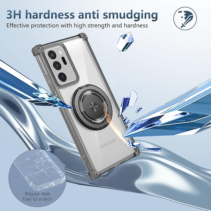 Magnetic for Samsung Galaxy Note 20 Ultra Case Compatible with MagSafe Wireless Charging,with Screen Protector,Phone Case Built-in 360°Kickstand Shockproof Military Grade Drop Protection Black