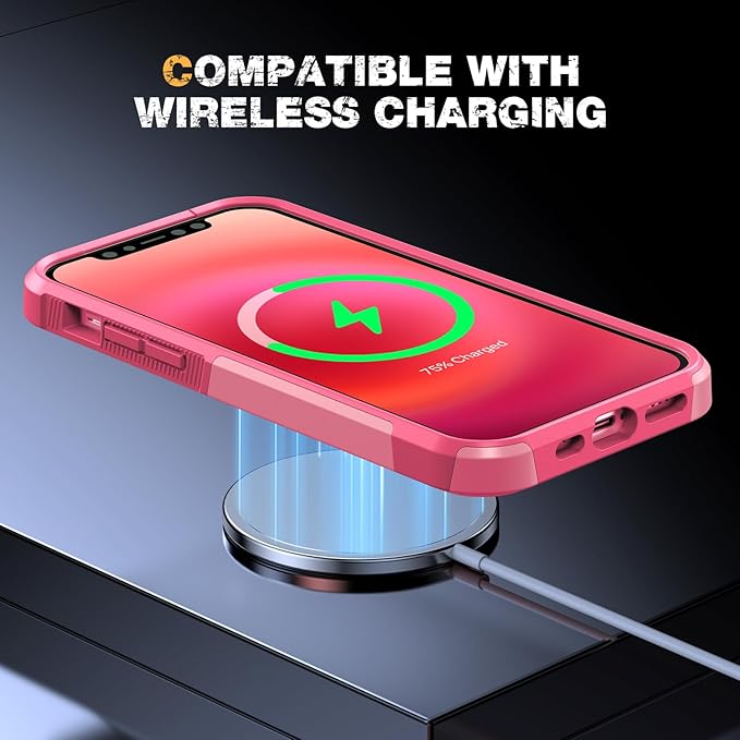 Diaclara Designed for iPhone 12 Case/iPhone 12 Pro Case, [with Privacy Screen Protector] [Anti Spy] [Military Grade Drop Protection] Heavy Duty Full-Body Shockproof Phone Case, Pink